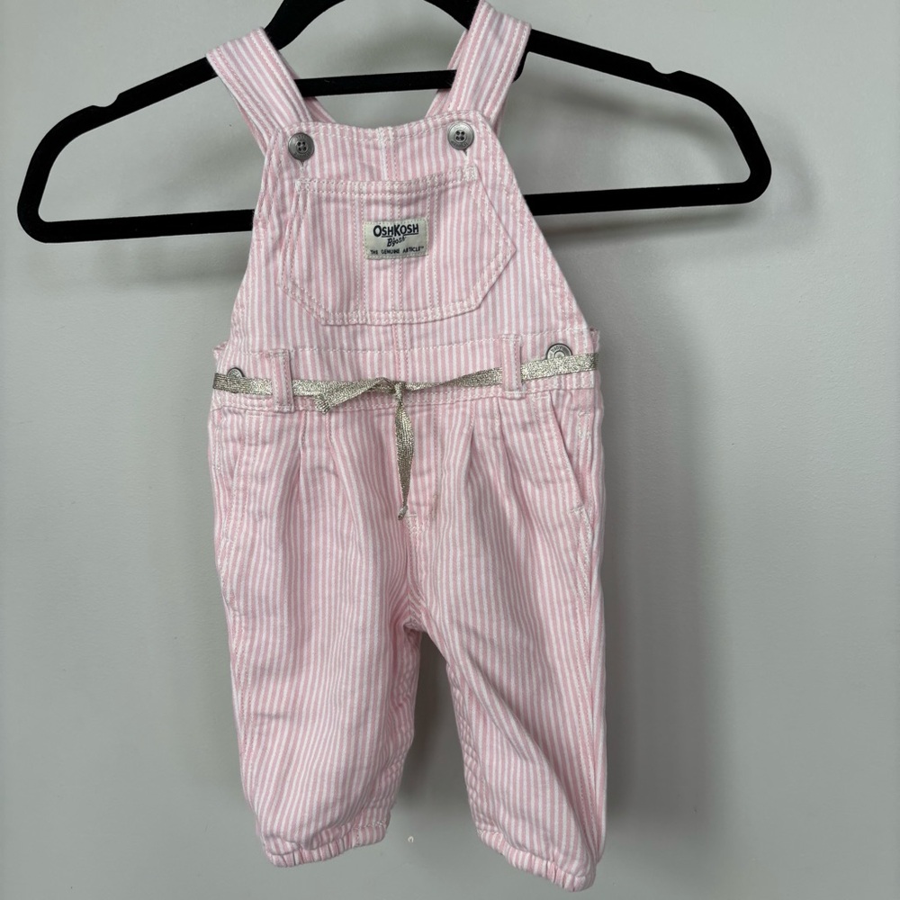 Oshkosh Bgosh‎ Pink Striped Overalls Size 6 month
